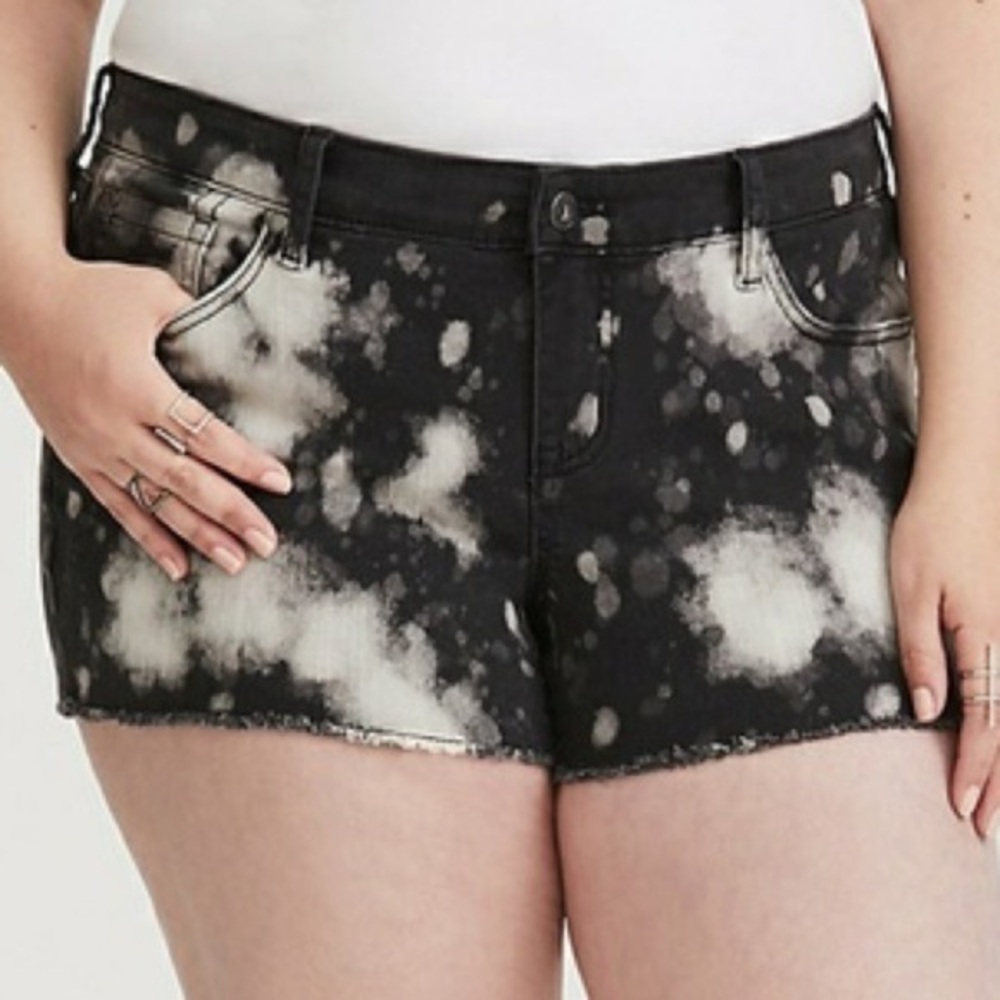 Torrid Grey Denim Distressed “Bleached” Shorts